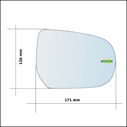 Vetro Specchio Retrovisore Lato Dx-Passeggero Per Ford Maverick dal 2001&gt; BIBA-RICAMBI
