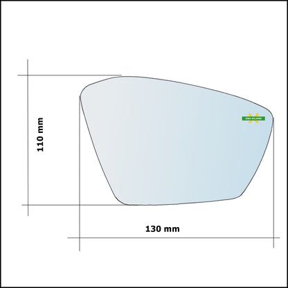Vetro Specchio Retrovisore Lato Dx-Passeggero Per Skoda Octavia IV (NX) dal 2020&gt; BIBA-RICAMBI