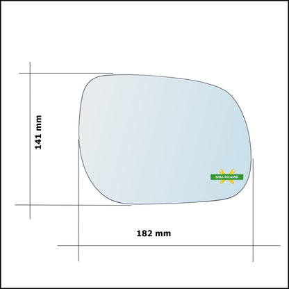 Vetro Specchio Retrovisore Lato Sx-Guidatore Per Toyota Rav 4 III (A3) dal 2007-2011 BIBA-RICAMBI