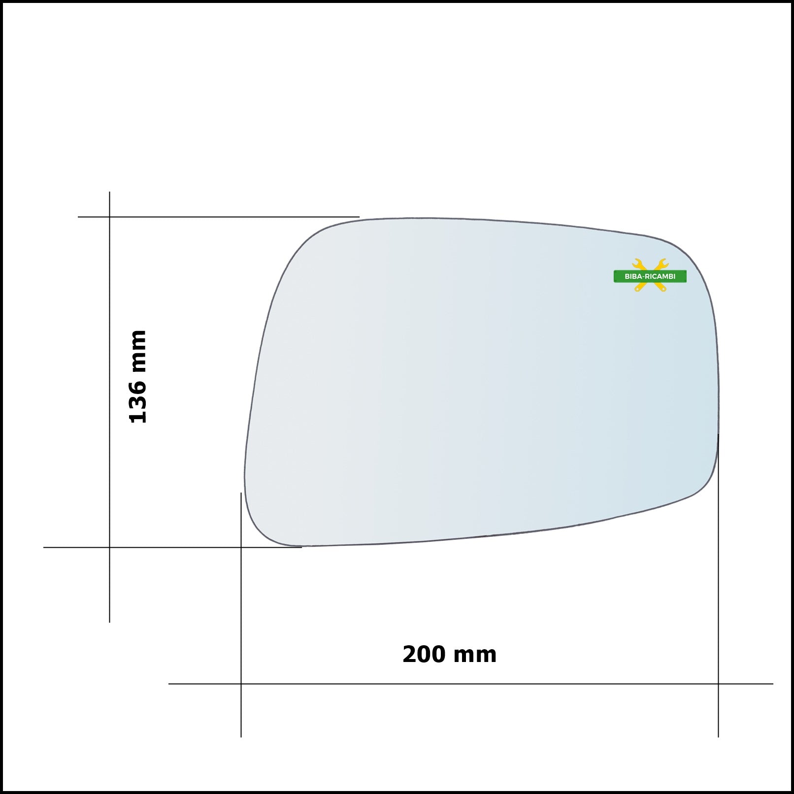 Vetro Specchio Retrovisore Asferico Lato Sx-Guidatore Per Nissan Navara (D40) dal 2004-2007 BIBA-RICAMBI