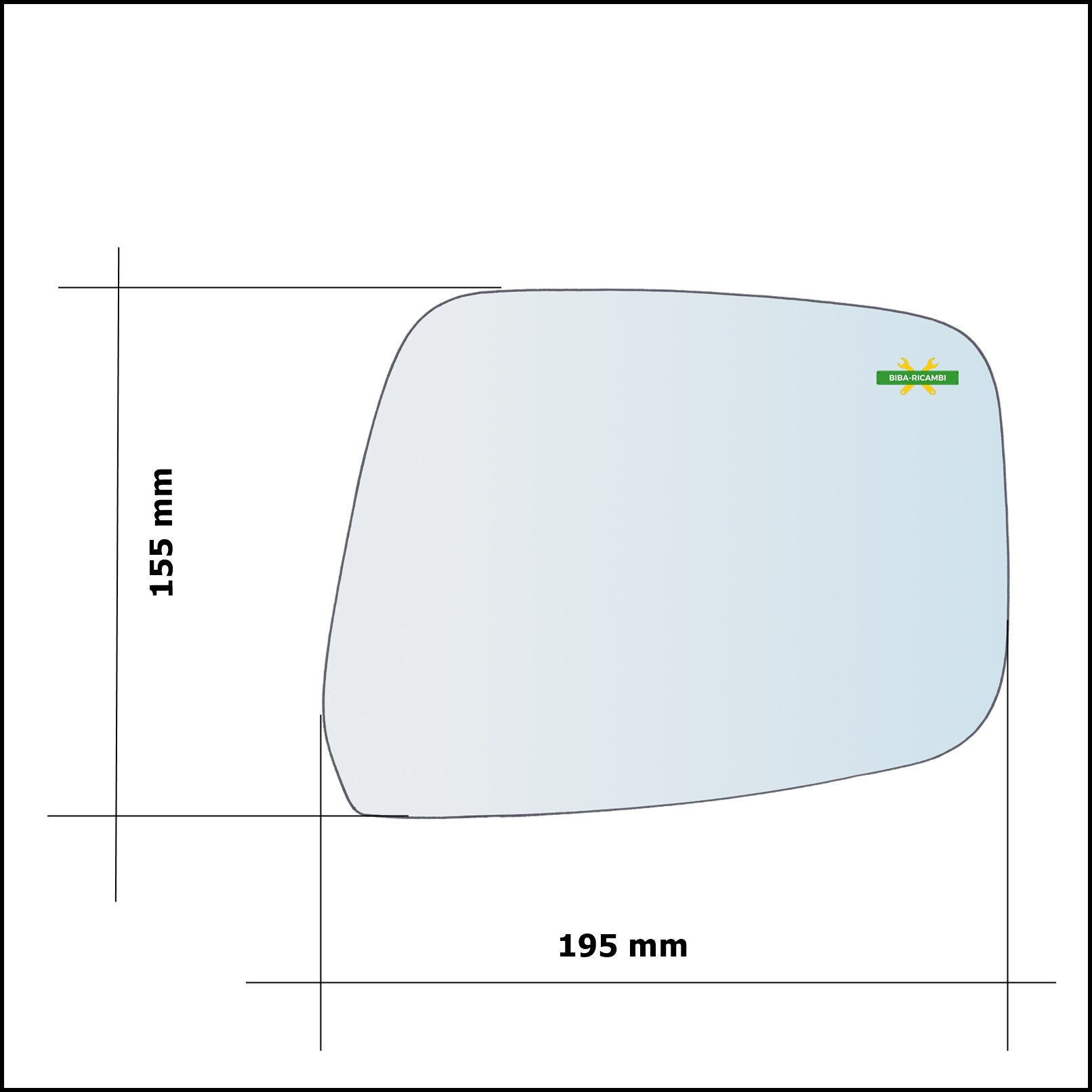 Vetro Specchio Retrovisore Asferico Lato Sx-Guidatore Per Nissan Navara (D40) solo dal 2007-2013 BIBA-RICAMBI
