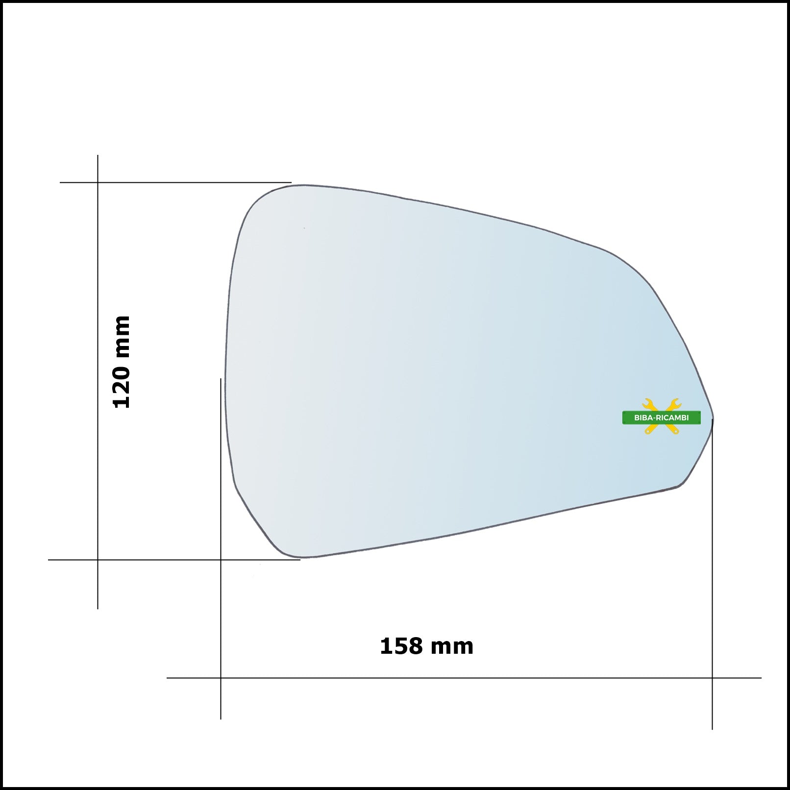 Vetro Specchio Retrovisore Asferico Lato Dx-Passeggero Per Ford Mustang Coupe dal 2015> BIBA-RICAMBI