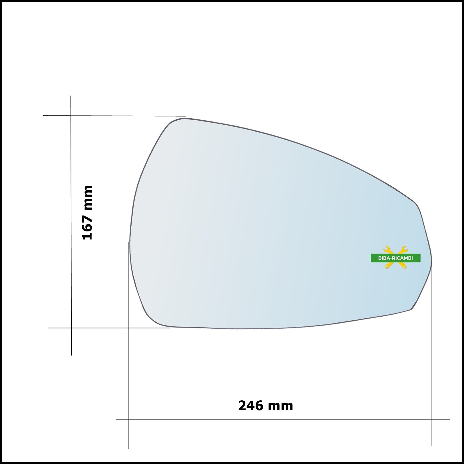 Vetro Specchio Retrovisore Lato Sx-Guidatore Per Audi A3 III (8V) dal 2012> BIBA-RICAMBI