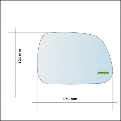 Vetro Specchio Retrovisore Lato Dx-Passeggero Per Daihatsu Feroza (F300) dal 1988-1993 BIBA-RICAMBI
