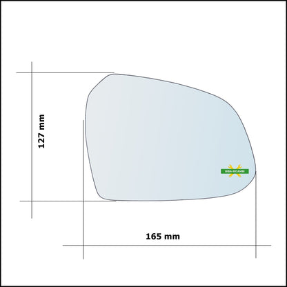Vetro Specchio Retrovisore Lato Dx-Passeggero Per Hyundai i10 II (BA) dal 2013&gt; BIBA-RICAMBI