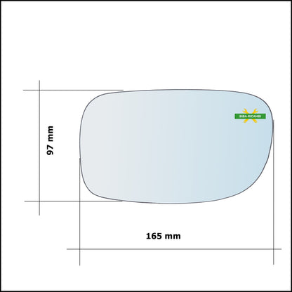 Vetro Specchio Retrovisore Lato Dx-Passeggero Per Tata Indica dal 1998-2007 BIBA-RICAMBI