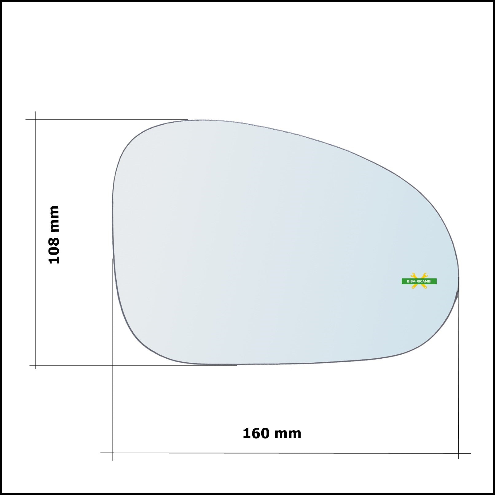 Vetro Specchio Retrovisore Cromato Lato Sx-Guidatore Per Chevrolet Spark (M200) dal 2005-2010 BIBA-RICAMBI