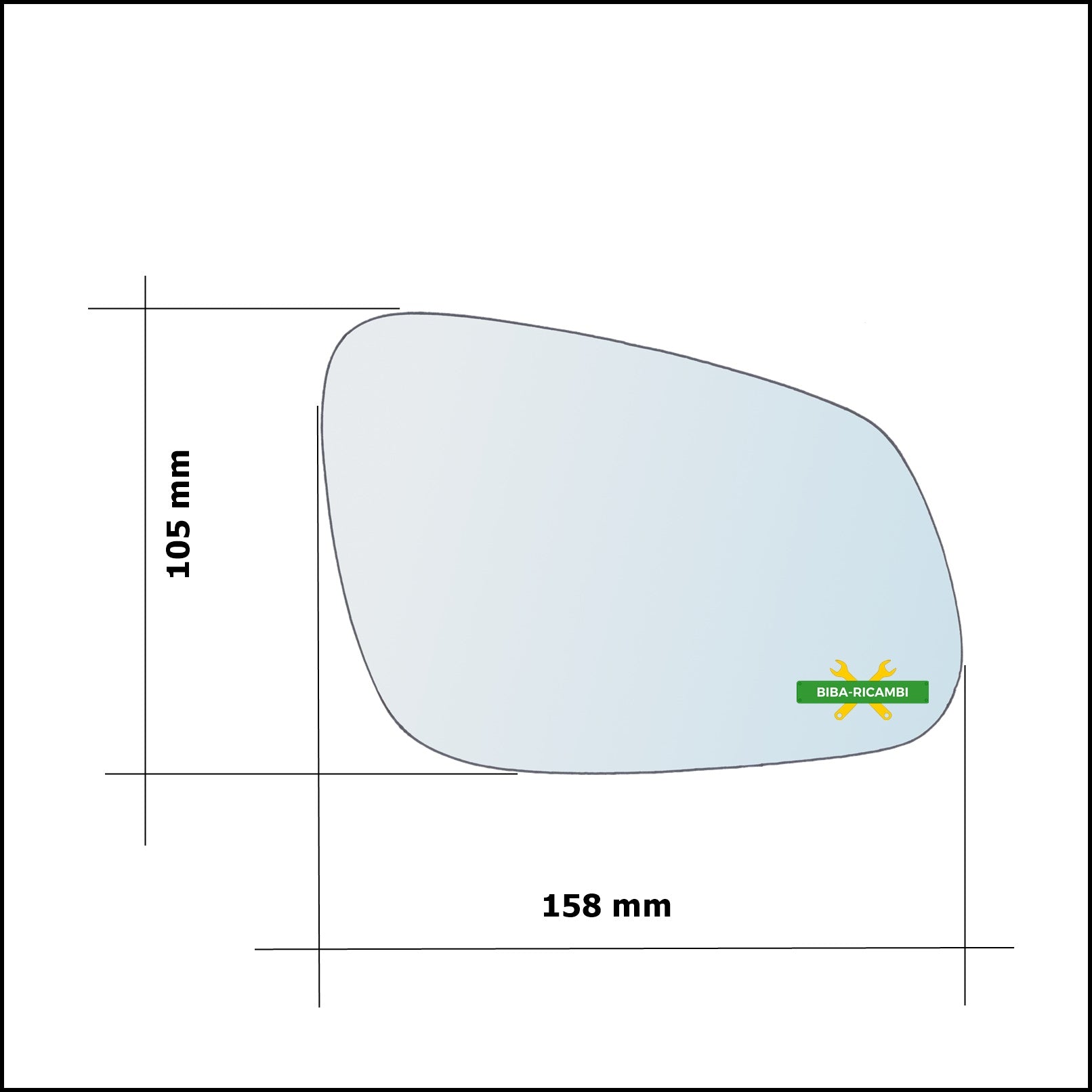 Vetro Specchio Retrovisore Lato Dx-Passeggero Per Chevrolet Spark (M400) dal 2015&gt; BIBA-RICAMBI