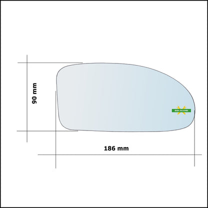 Vetro Specchio Retrovisore Lato Dx-Passeggero Per Ford Focus I solo dal 1998-2004 BIBA-RICAMBI