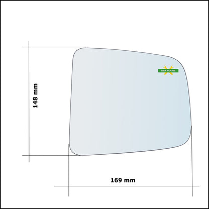 Vetro Specchio Retrovisore Asferico Lato Sx-Guidatore Per Mazda B2500 Pick-Up dal 2000-2007 BIBA-RICAMBI