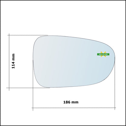 Vetro Specchio Retrovisore Cromato Lato Sx-Guidatore Per Ford Galaxy I (WGR) dal 1995-2006 BIBA-RICAMBI