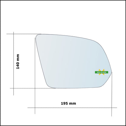 Piastra Retrovisore Termica Asferica Lato Sx-Guidatore Per Mercedes Classe V (W447) dal 2014&gt; BIBA-RICAMBI