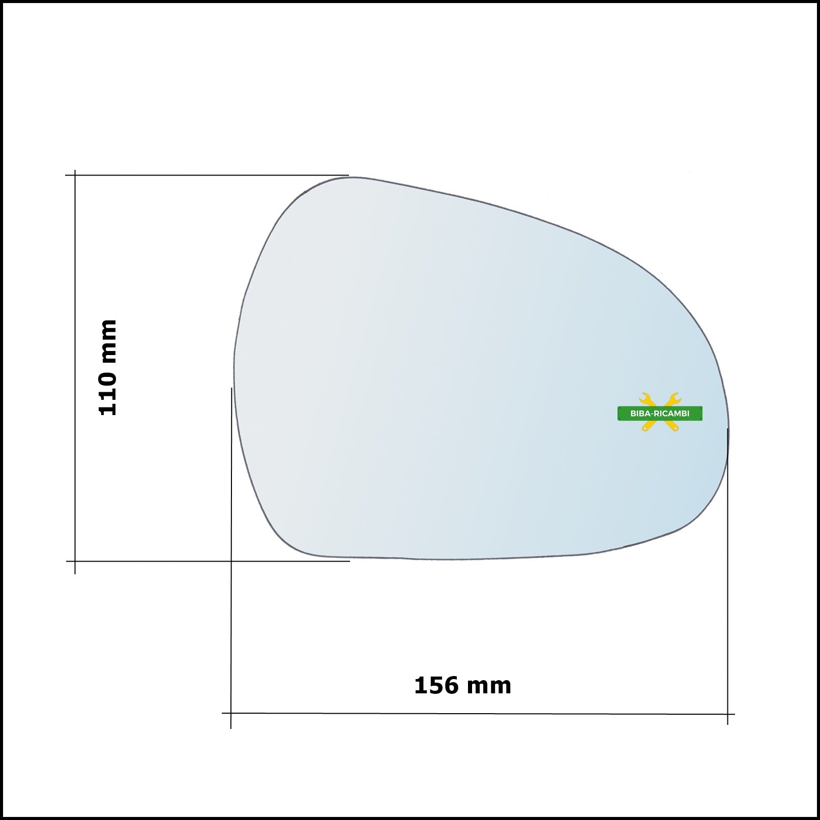 Vetro Specchio Retrovisore Cromato Lato Dx-Passeggero Per Peugeot 308 dal 2007&gt; BIBA-RICAMBI