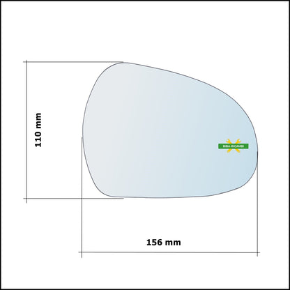 Vetro Specchio Retrovisore Cromato Lato Dx-Passeggero Per Peugeot 308 dal 2007&gt; BIBA-RICAMBI