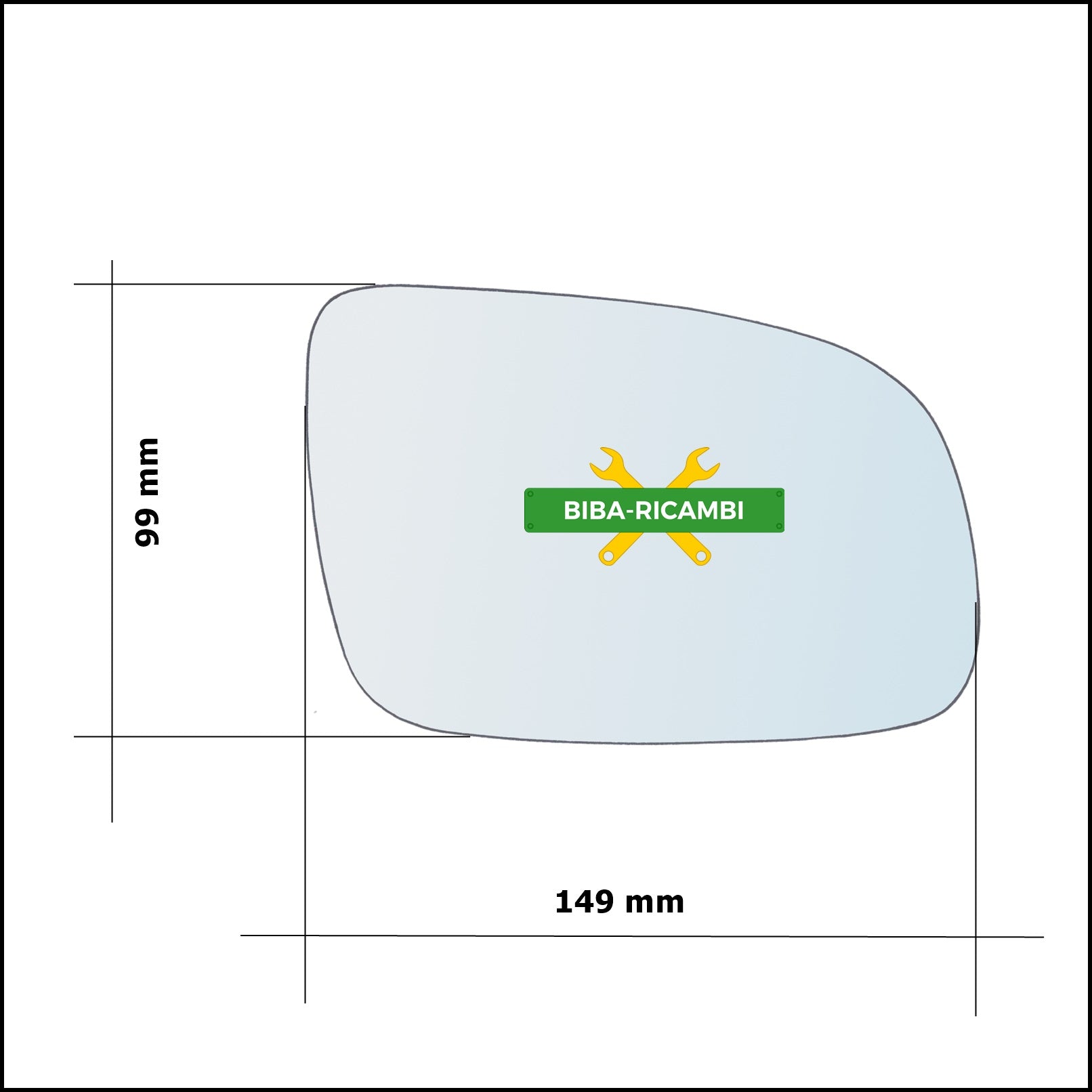 Vetro Specchio Retrovisore Asferico Lato Dx-Passeggero Per Volkswagen Polo (6N2) dal 1999-2001 BIBA-RICAMBI