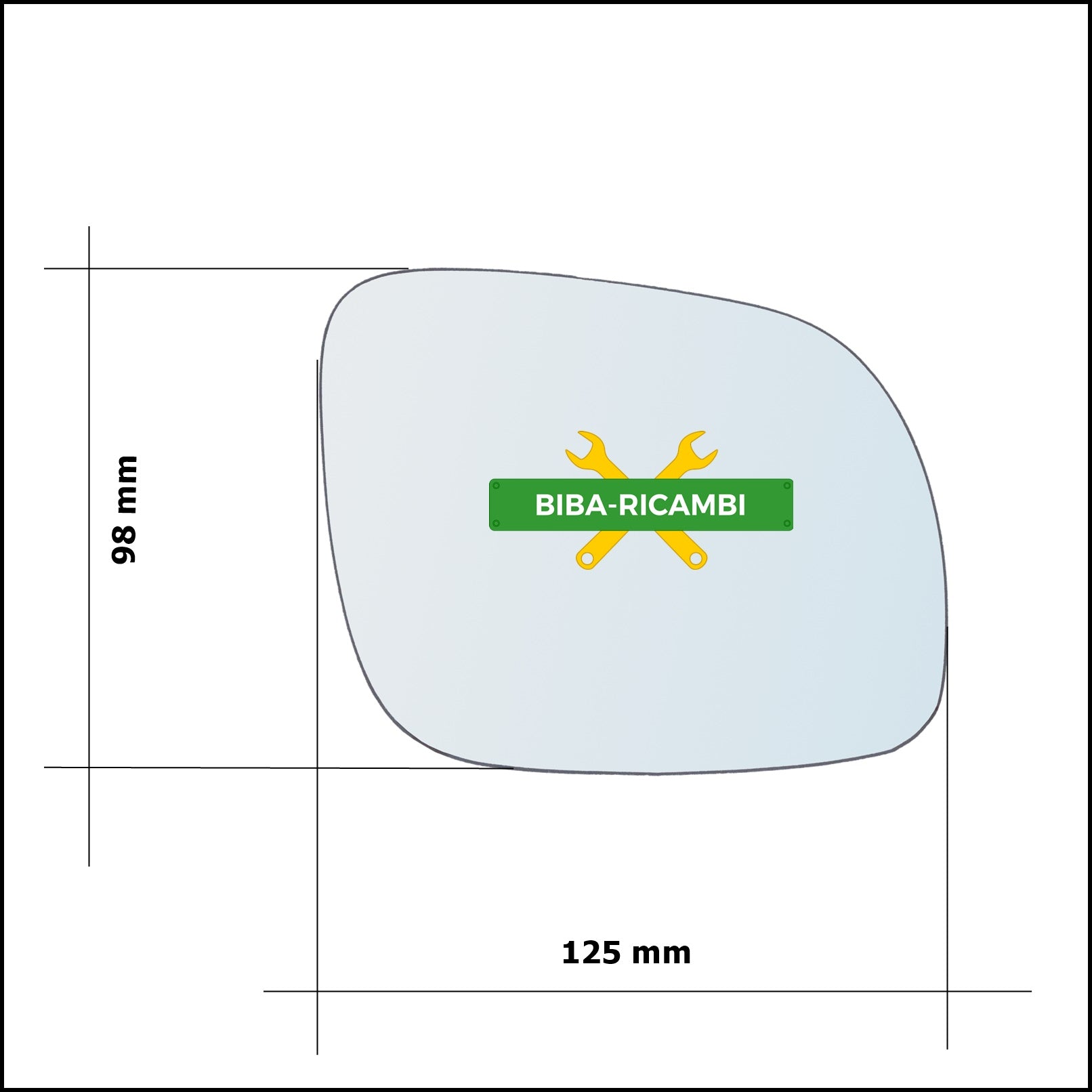 Vetro Specchio Asferico (122x95) Lato Dx-Passeggero Per Volkswagen Passat II (3B) dal 1996-2000 BIBA-RICAMBI