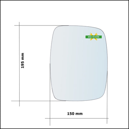Vetro Specchio Retrovisore Lato Sx-Guidatore Per Mercedes Vito I (W638) dal 1996-2003 BIBA-RICAMBI