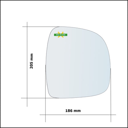Vetro Specchio Retrovisore Asferico Lato Sx-Guidatore Per Mercedes Vaneo (414) dal 2002-2005 BIBA-RICAMBI