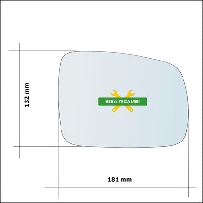 Vetro Specchio Retrovisore Asferico Lato Sx-Guidatore Per Hyundai Terracan (HP) dal 2001-2008 BIBA-RICAMBI