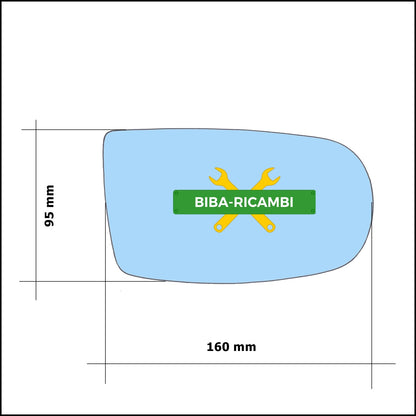 Vetro Specchio Blue Lato Sx-Guidatore Per Alfa Romeo Spider I (916) dal 1994-2005 BIBA-RICAMBI