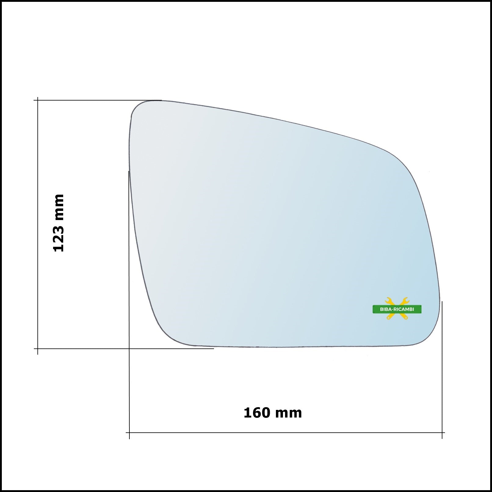 Vetro Specchio Retrovisore Cromato Lato Sx-Guidatore Per Mercedes Benz Classe C (W204,S204) solo dal 2007-2011 BIBA-RICAMBI