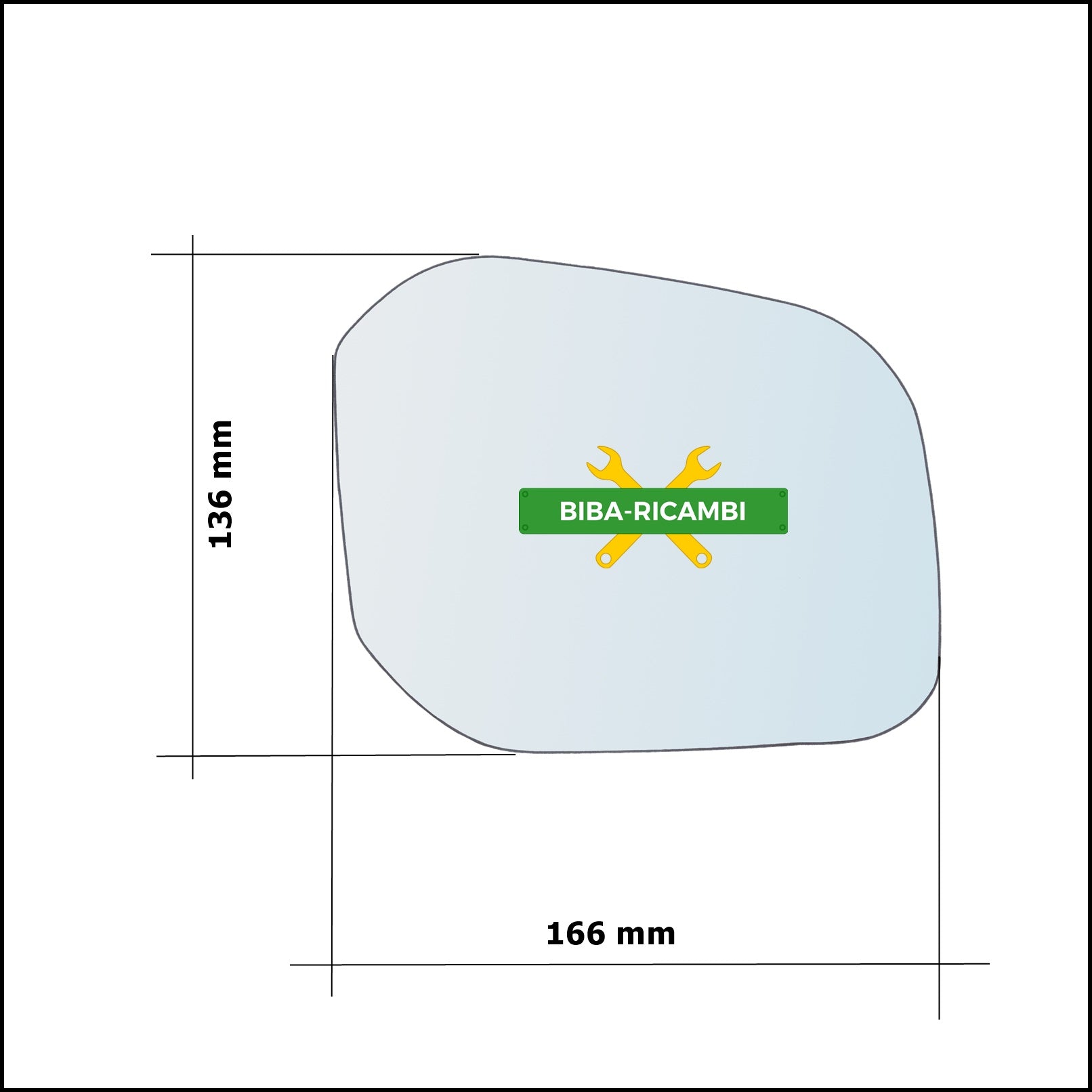 Piastra Retrovisore Termica Asferica Lato Dx-Passeggero Per Volkswagen Caddy IV (SA) dal 2015&gt; BIBA-RICAMBI