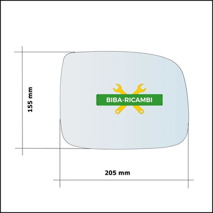 Vetro Specchio Retrovisore Lato Dx Compatibile Per Isuzu Rodeo dal 2002-2008 BIBA-RICAMBI
