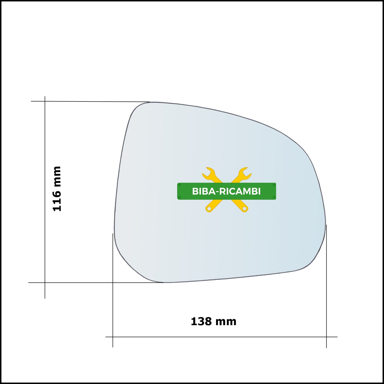 Vetro Specchio Retrovisore Asferico Lato Dx-Passeggero Per Nissan Pixo (UA0) dal 2009> BIBA-RICAMBI