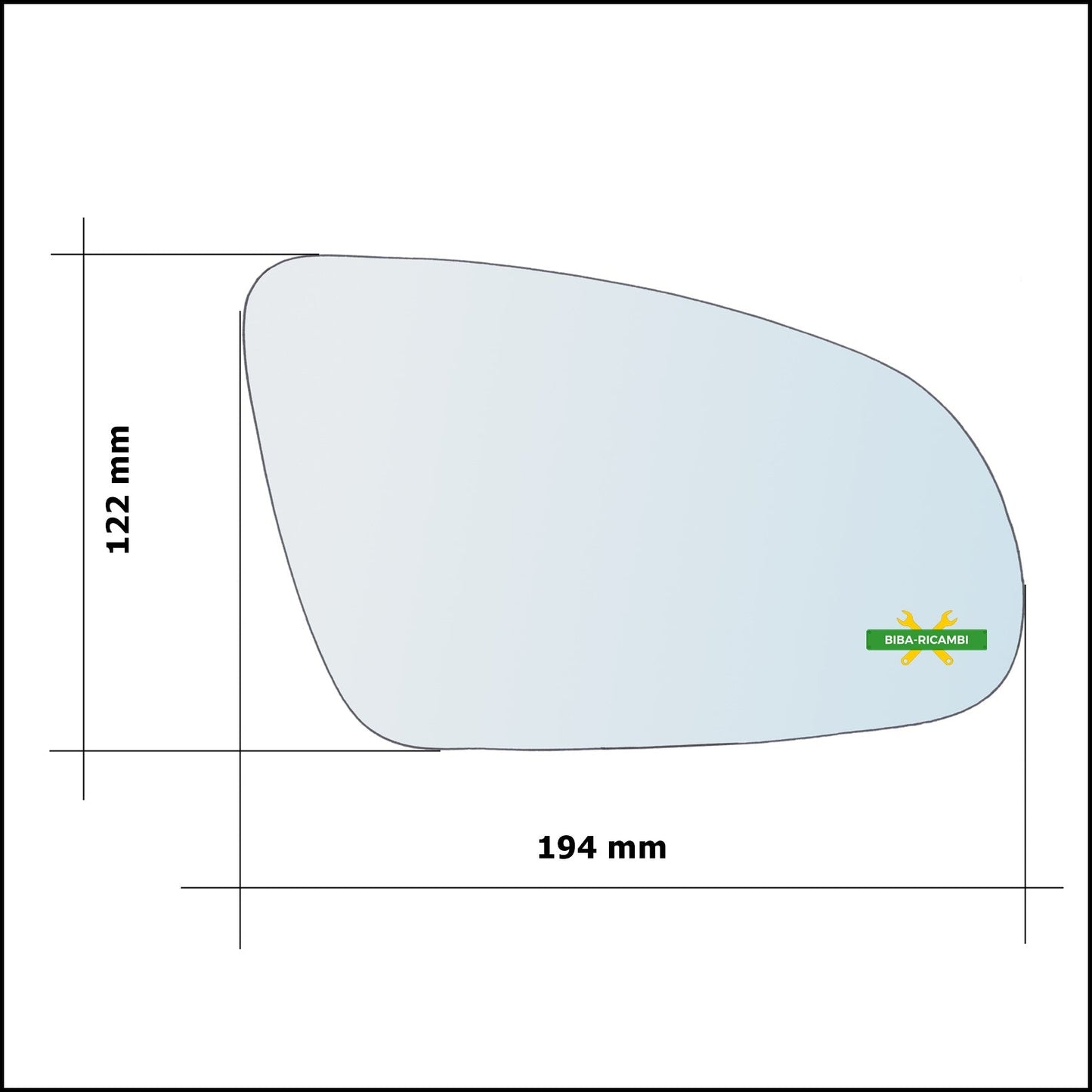 Piastra Retrovisore Termica Asferica Lato Dx-Passeggero Per Hyundai Kona (OS) dal 2017&gt; BIBA-RICAMBI