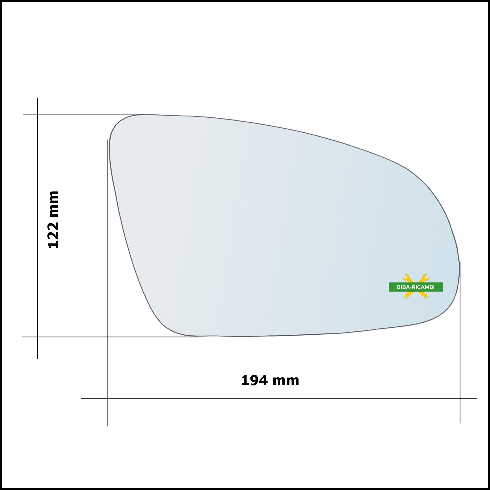 Piastra Retrovisore Termica Asferica Lato Dx-Passeggero Per Hyundai Kona (OS) dal 2017&gt; BIBA-RICAMBI