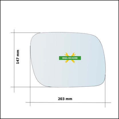 Vetro Specchio Retrovisore Lato Sx-Guidatore Per Vw Touareg I (7LA) solo dal 2002-2009 BIBA-RICAMBI
