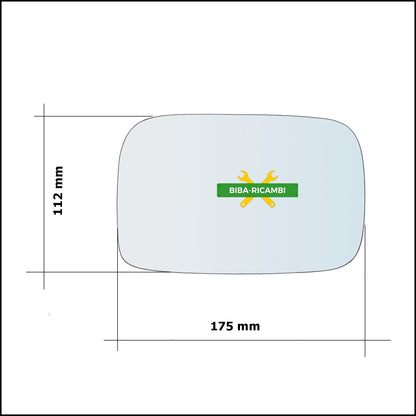 Vetro Specchio Retrovisore Asferico Lato Dx-Passeggero Per Ford Fiesta II (FBD) dal 1983-1989 BIBA-RICAMBI