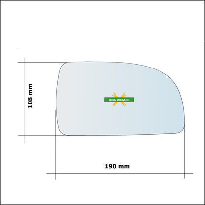 Vetro Specchio Retrovisore Asferico Lato Sx-Guidatore Per Kia Carens II (FJ) dal 2002-2006 BIBA-RICAMBI