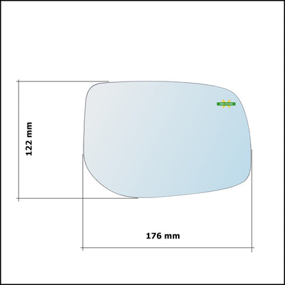 Vetro Specchio Retrovisore Asferico Lato Dx-Passeggero Per Daihatsu Charade VIII dal 2011> BIBA-RICAMBI