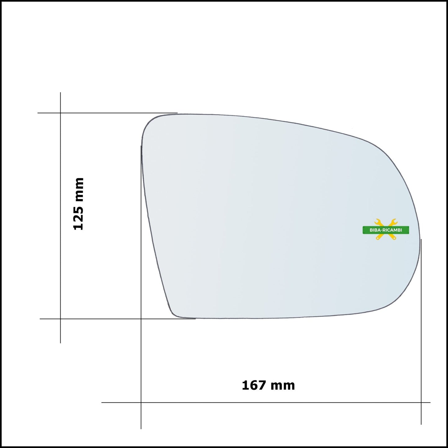 Piastra Retrovisore Termica Asferica Lato Dx-Passeggero Per Jeep Compass II dal 2016&gt; BIBA-RICAMBI