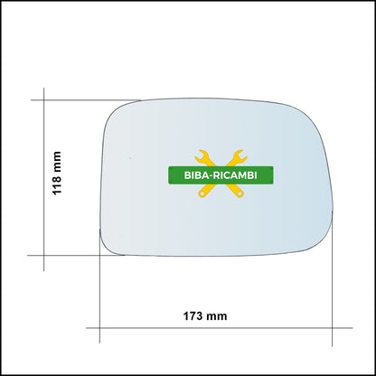 Vetro Specchio Retrovisore Lato Dx-Passeggero Per Toyota Hilux VI Pick-up (N1) solo dal 1994-2001 BIBA-RICAMBI