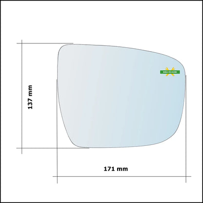Piastra Specchio Retrovisore Termica Lato Dx-Passeggero Per Nissan X-Trail III (T32) dal 2013&gt; BIBA-RICAMBI