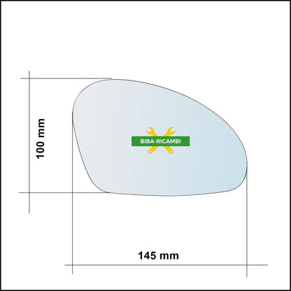 Vetro Specchio Retrovisore Cromato Asferico Lato Sx-Guidatore Per Seat Cordoba II (6L2) dal 2002-2009 BIBA-RICAMBI