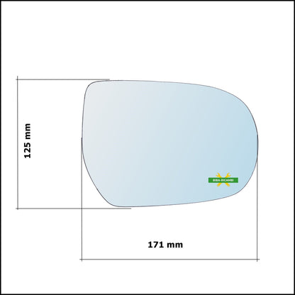 Vetro Specchio Retrovisore Cromato Lato Sx-Guidatore Per Mazda MPV II (LW) dal 1999-2003 BIBA-RICAMBI
