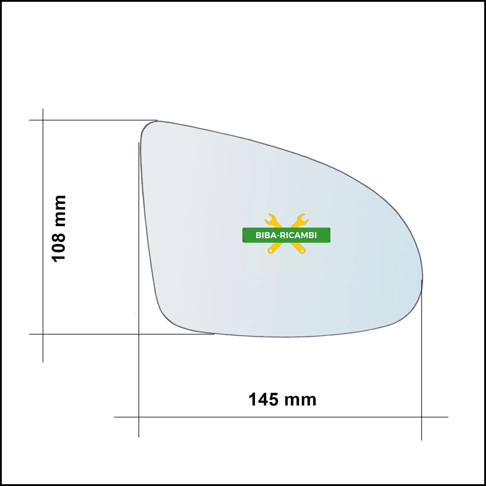 Vetro Specchio Retrovisore Cromato Asferico Lato Sx-Guidatore Per Audi A2 (8Z0) dal 2000-2005 BIBA-RICAMBI