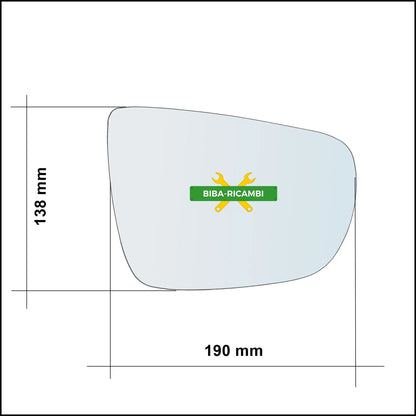 Vetro Specchio Retrovisore Cromato Asferico Lato Sx-Guidatore Per Kia Carens IV dal 2013&gt; BIBA-RICAMBI