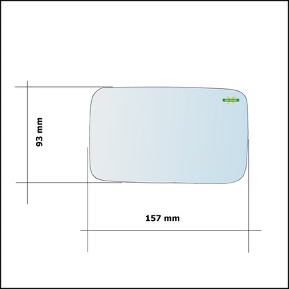 Vetro Specchio Retrovisore Cromato Asferico Lato Sx-Guidatore Per Volkswagen Polo (86C) dal 1981-1994 BIBA-RICAMBI