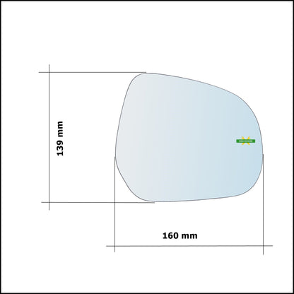 Piastra Specchio Retrovisore Termica Lato Sx-Guidatore Per Suzuki Splash (EX) dal 2008&gt; BIBA-RICAMBI