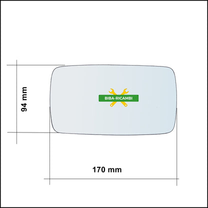 Vetro Specchio Retrovisore Lato DX Compatibile Per Ford Orion dal 1990-1994 BIBA-RICAMBI