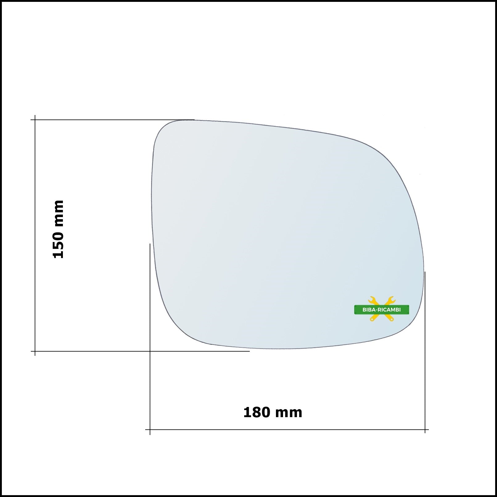 Vetro Specchio Retrovisore Cromato Asferico Lato Dx-Passeggero Per Audi Q5 I (8RB) dal 2008-2017 BIBA-RICAMBI