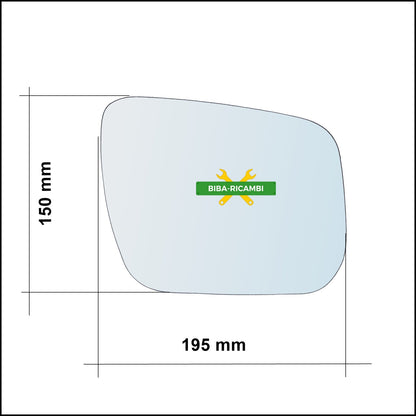 Vetro Specchio Retrovisore Lato DX Compatibile Per GRAND VITARA II (JT) dal 2009> BIBA-RICAMBI