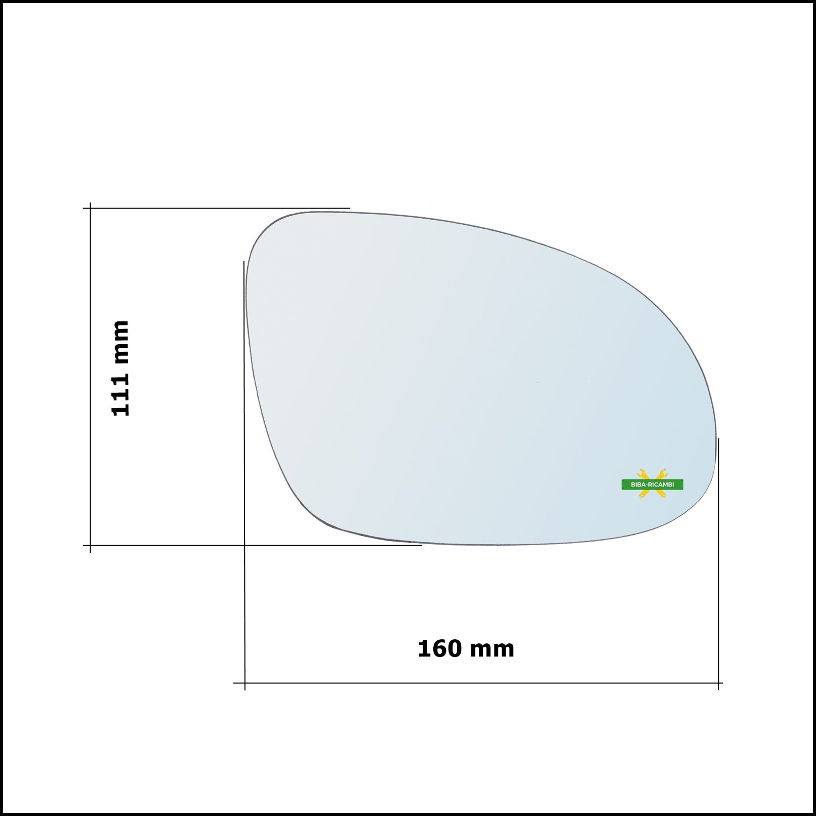 Vetro Specchio Retrovisore Cromato Asferico Lato Sx-Guidatore Per Volkswagen Sharan I (7M8) solo dal 2003-2009 BIBA-RICAMBI