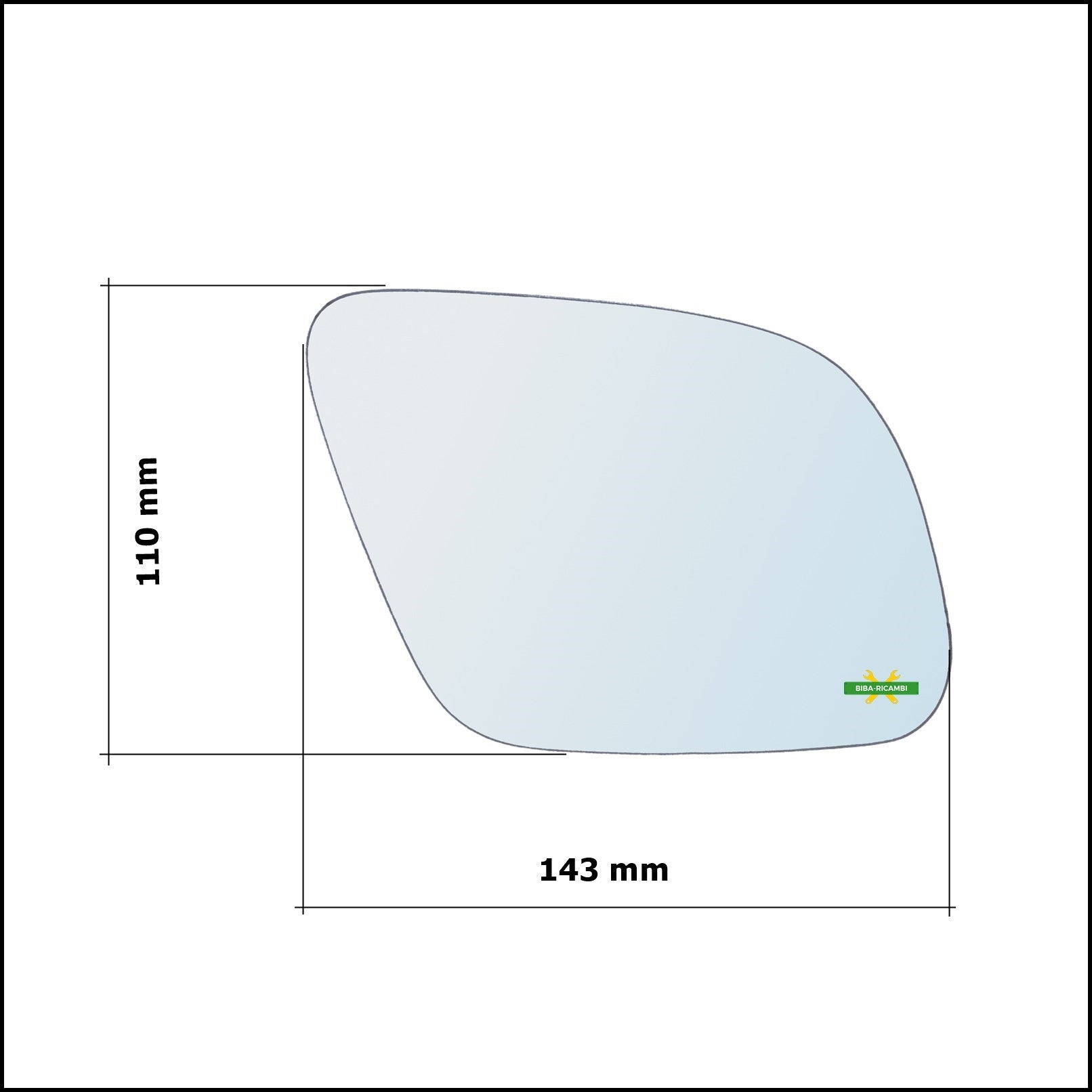 Vetro Specchio Retrovisore Cromato Asferico Lato Dx-Passeggero Per Audi A3 I (8L1) solo dal 2000-2003 BIBA-RICAMBI