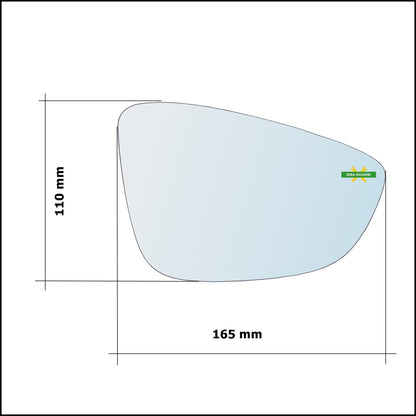 Vetro Specchio Retrovisore Cromato Asferico Lato Sx-Guidatore Per Volkswagen Scirocco (137) dal 2008-2017 BIBA-RICAMBI