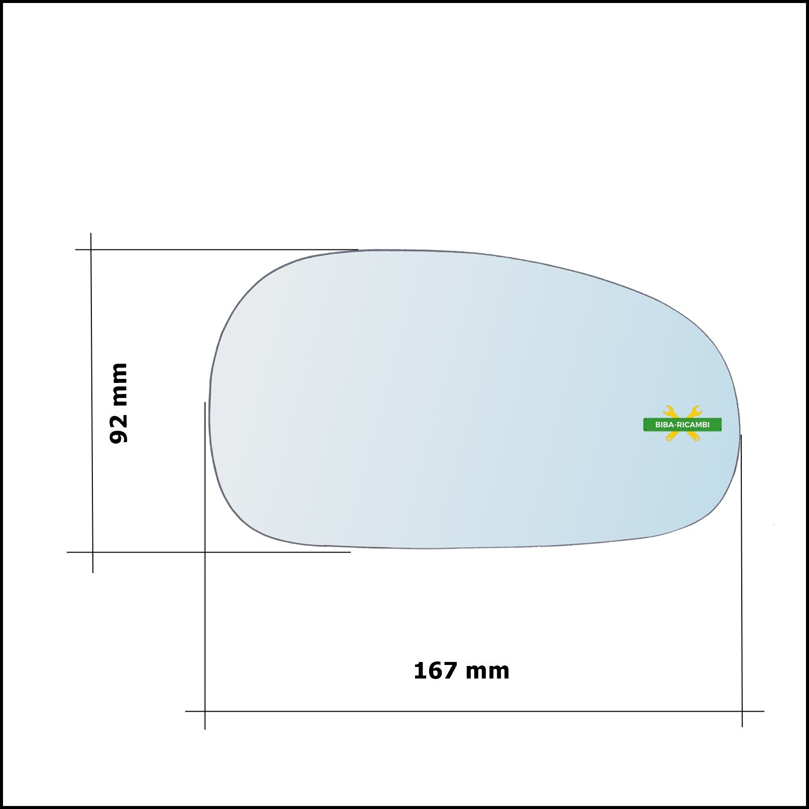 Vetro Specchio Retrovisore Cromato Lato Dx-Passeggero Per Seat Leon II (1P) solo dal 2005-2009 BIBA-RICAMBI